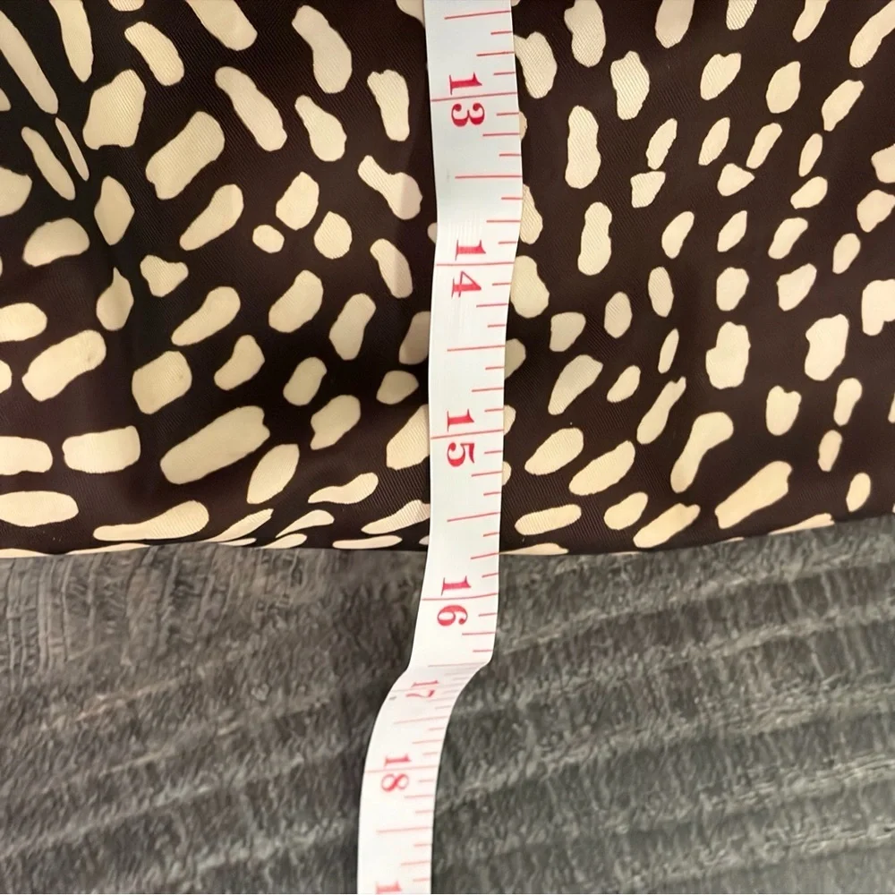 Kate Spade New York Brown & Cream Nylon Tote Bag Chain Strap Zip Top